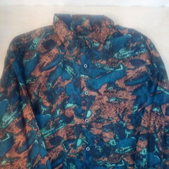 Vintage Robert Stock Abstract Pattern Button Down Silk Shirt - Picture 2 of 8